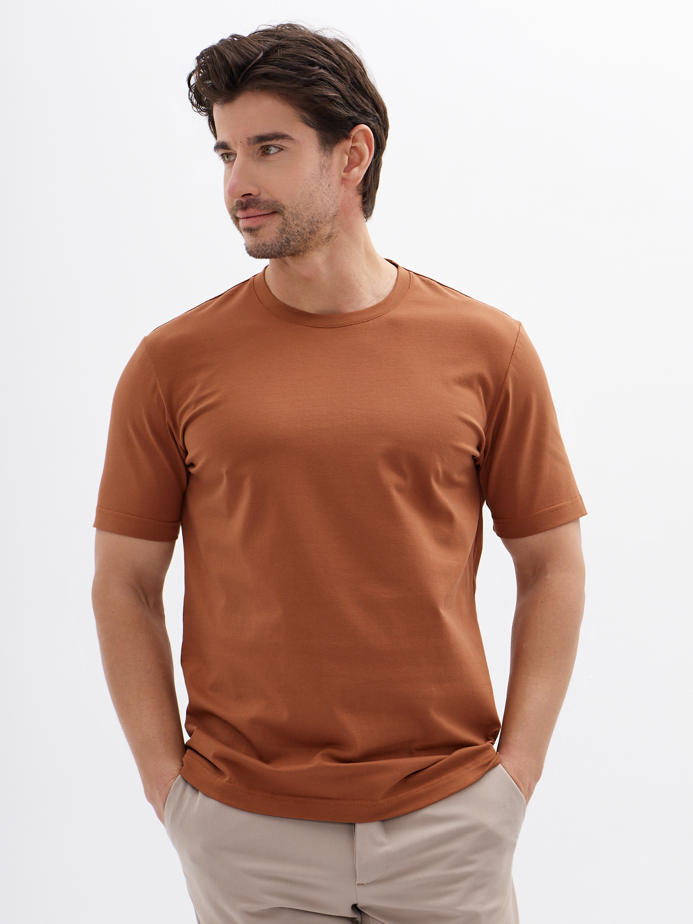 G145-KO-HJ-70138-N (терракот) Футболка мужская короткий рукав