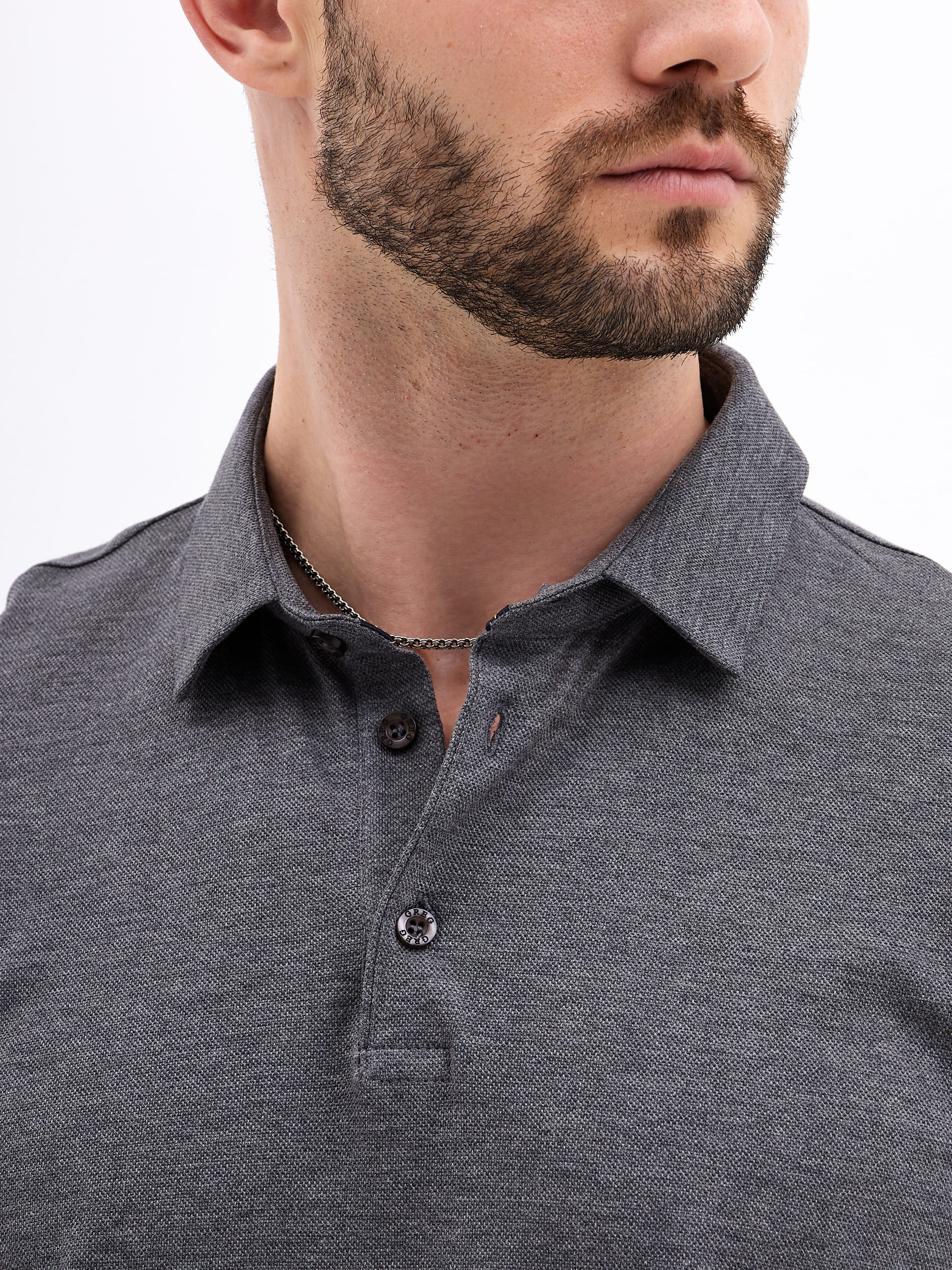 G155-PM14T-LT7326-4 (серый) Джемпер мужской с воротником поло