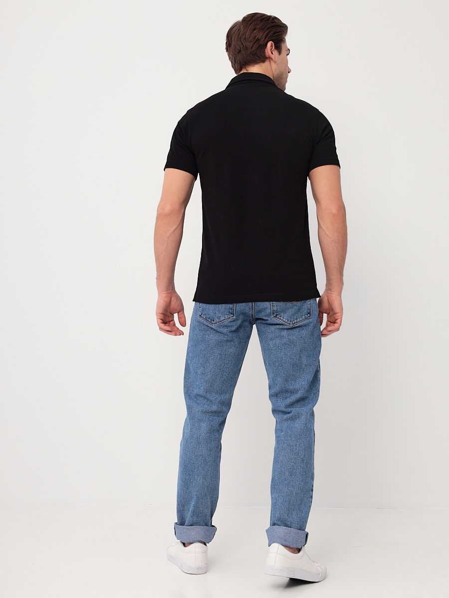 G144-PO1246T-MD02 (черный) Джемпер мужской с воротником поло короткий рукав