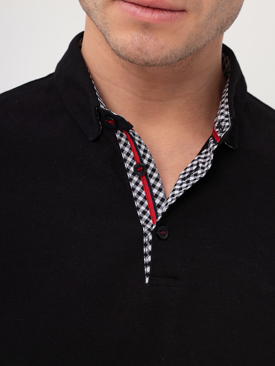 G144-PO1246T-MD02 (черный) Джемпер мужской с воротником поло короткий рукав