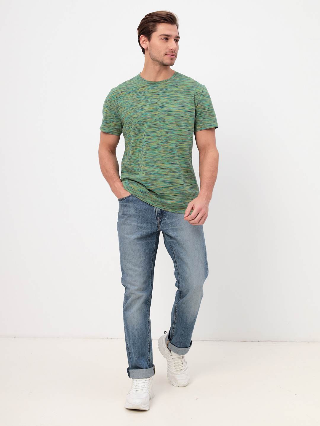 G145-KM-OR1013 (зеленый) Футболка мужская короткий рукав