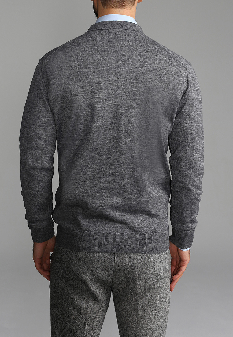 G129-EV (серый м.) Джемпер мужской с воротником поло