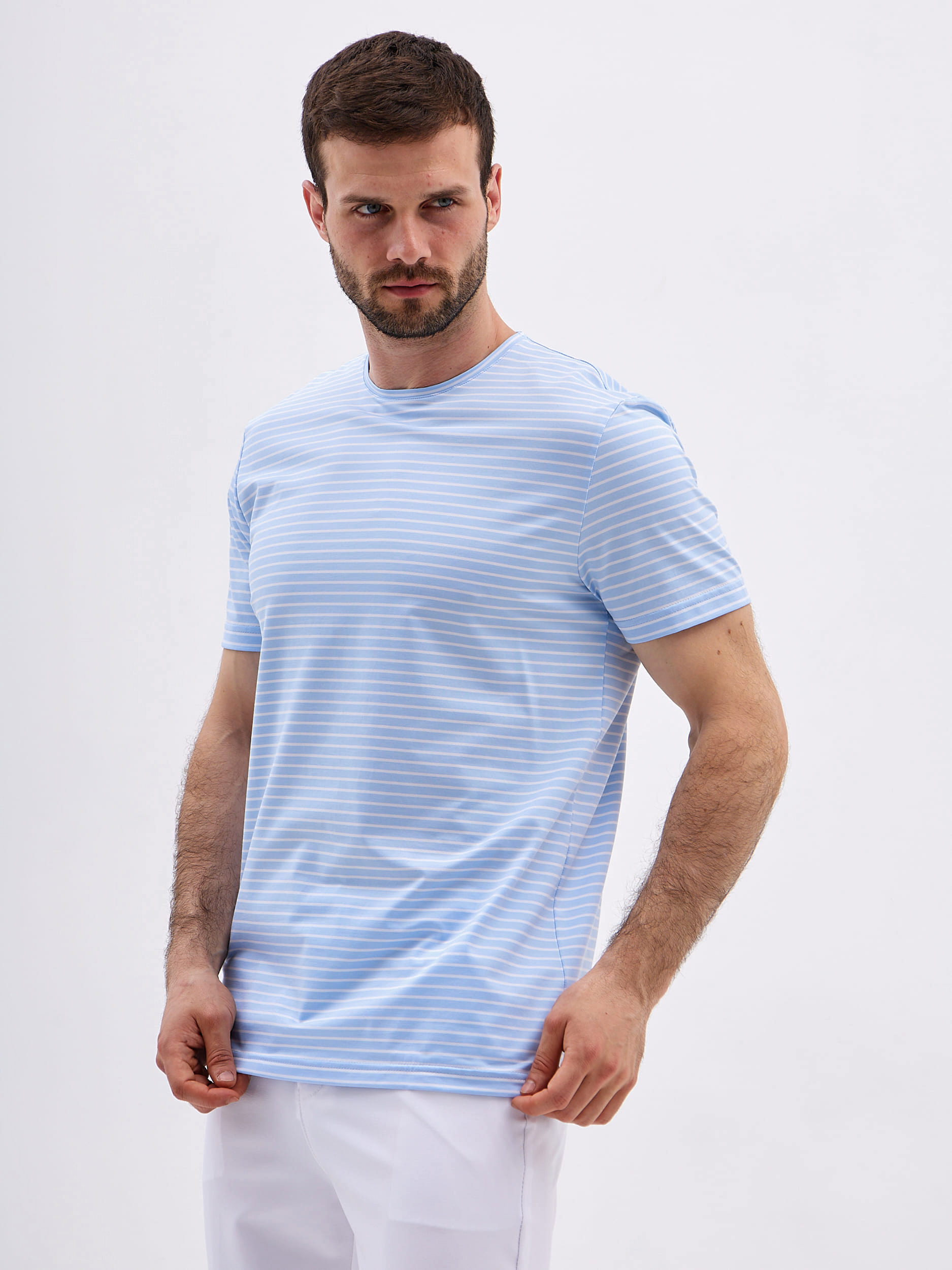 G145-PD4T-LT0110 (голубой) Футболка мужская короткий рукав