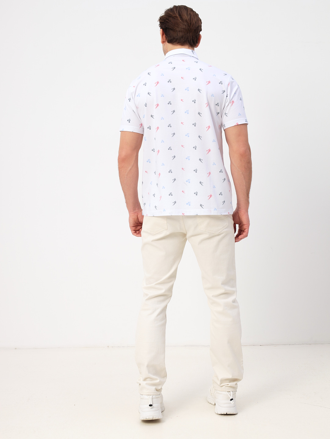 G144-PP1246T-LT1857 (белый) Джемпер мужской с воротником поло короткий рукав