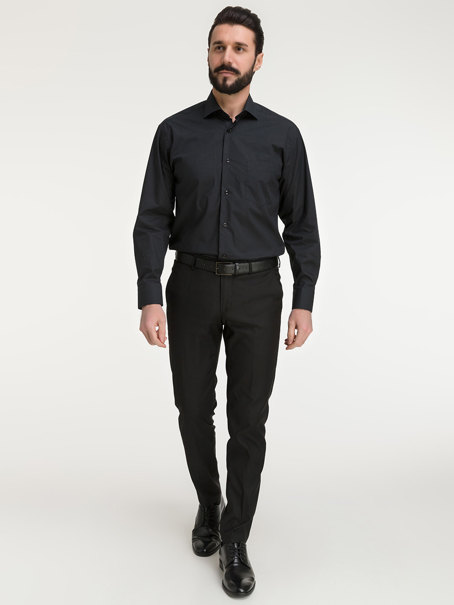 340/119/BLK Сорочка мужская длинный рукав