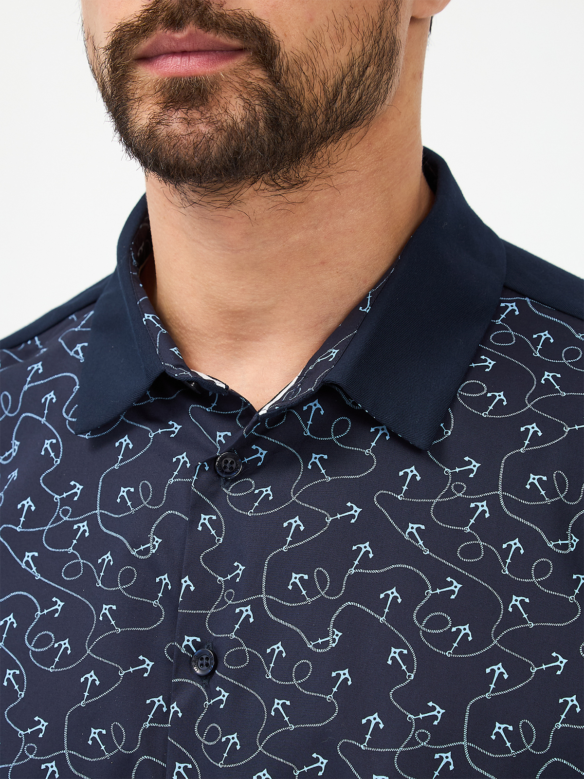 G143-KD1467T-LG4168 (синий) Рубашка трикотажная мужская короткий рукав