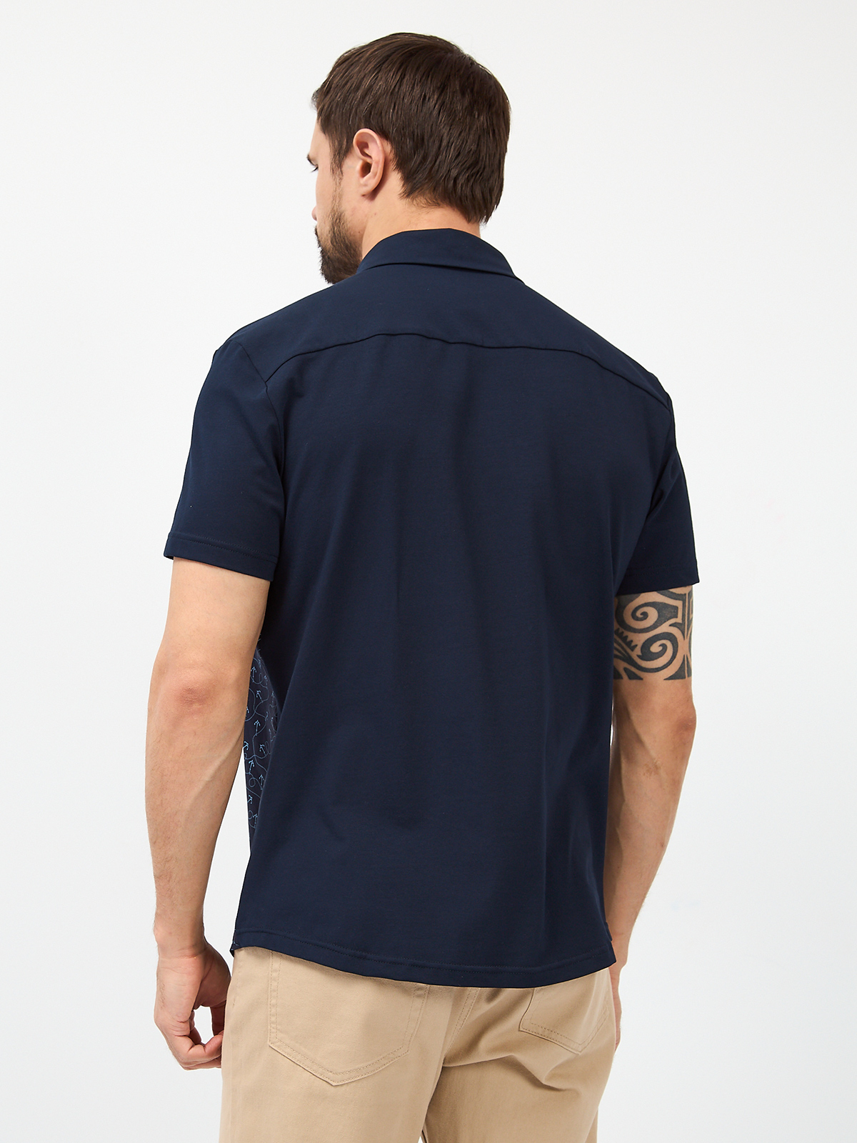 G143-KD1467T-LG4168 (синий) Рубашка трикотажная мужская короткий рукав