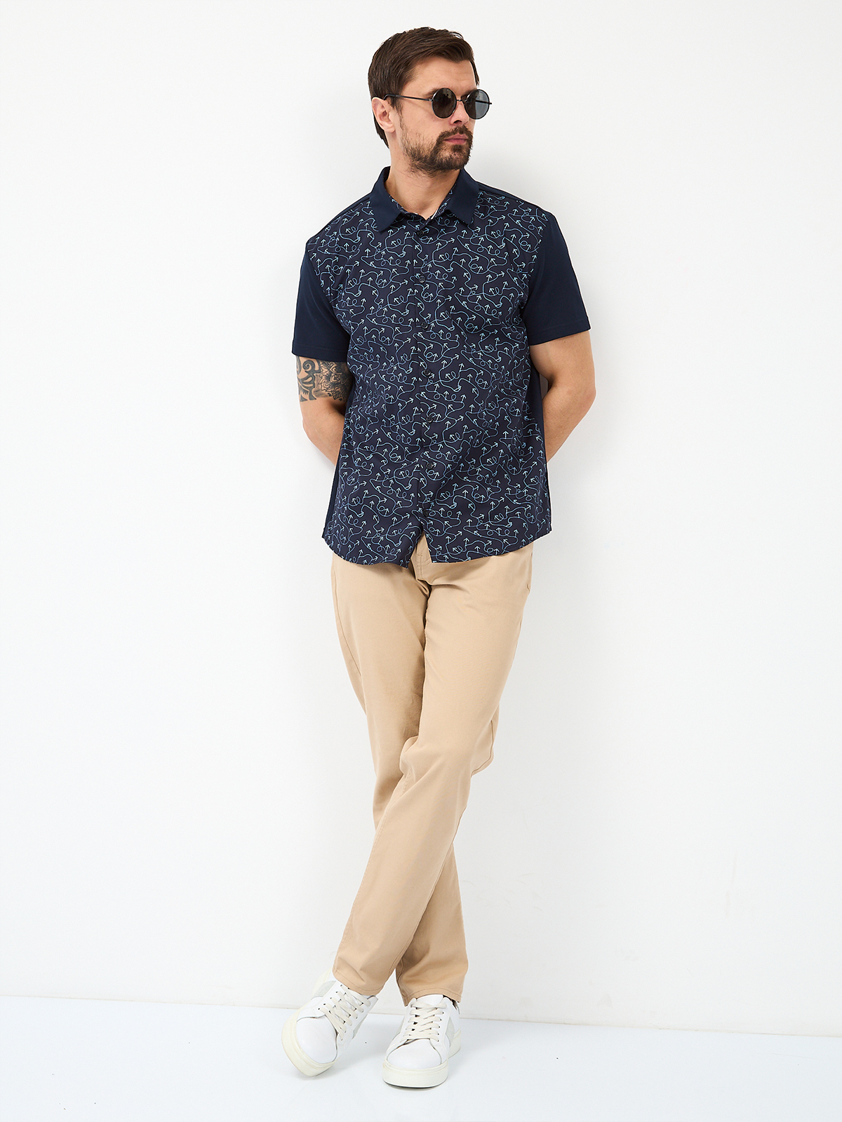 G143-KD1467T-LG4168 (синий) Рубашка трикотажная мужская короткий рукав