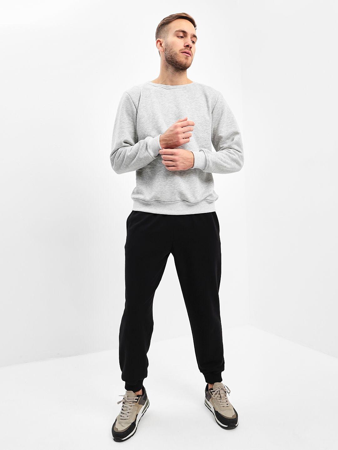 G-TRK-OZ03B-002K-черный Брюки мужские трикотажные