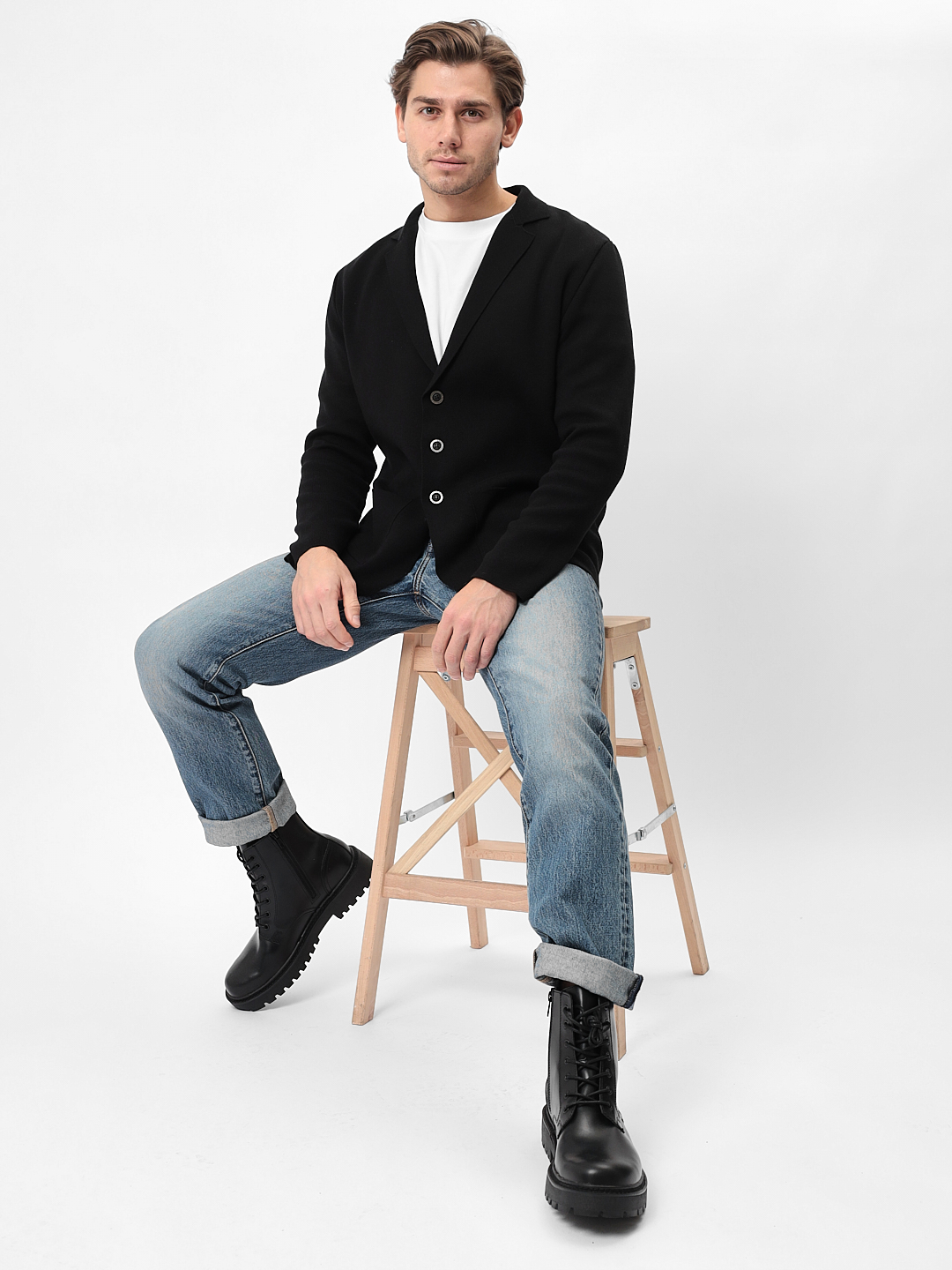 G136-KF-черный 340 Кардиган мужской