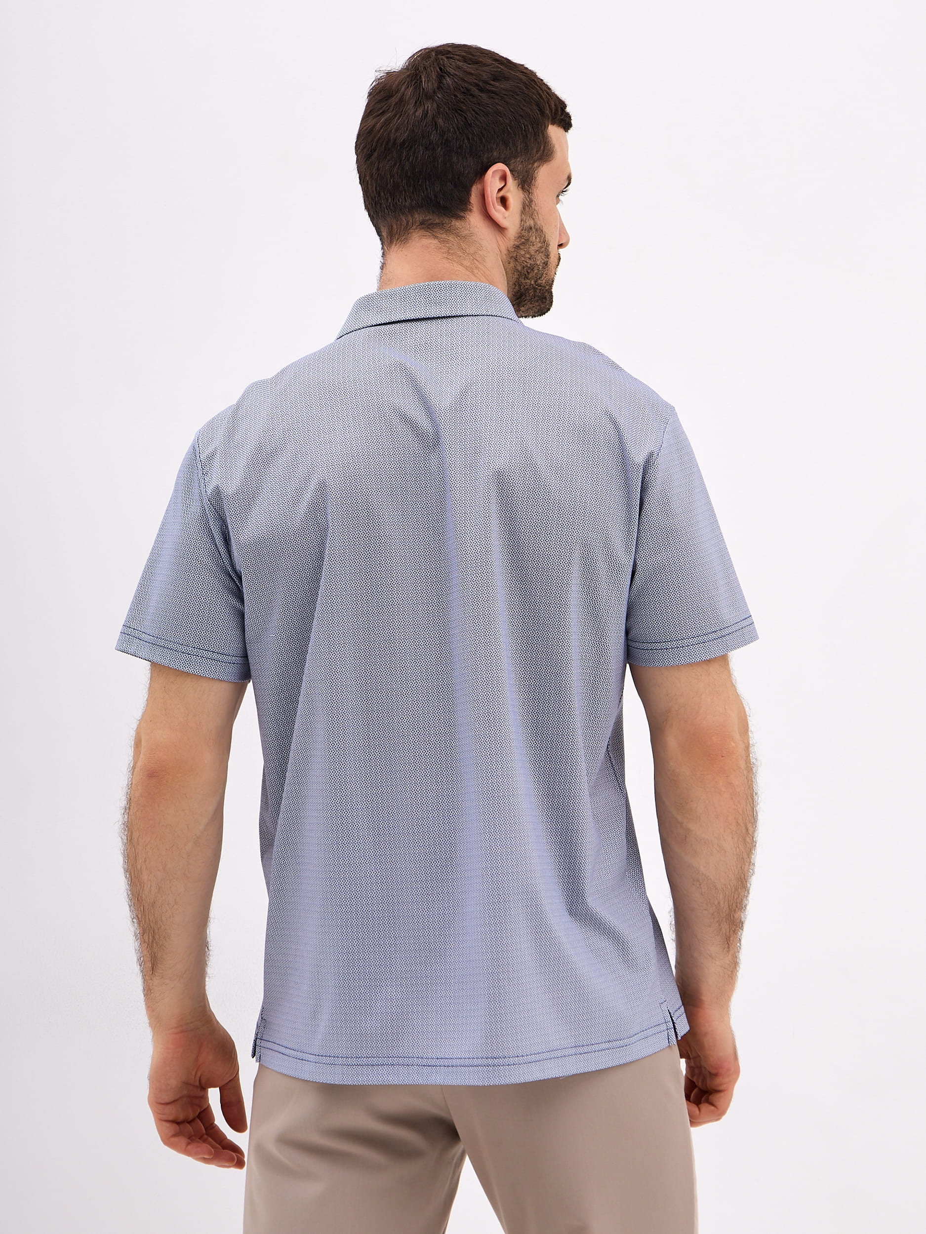 G144-TD1246-LT4627 (синий) Джемпер мужской с воротником поло короткий рукав