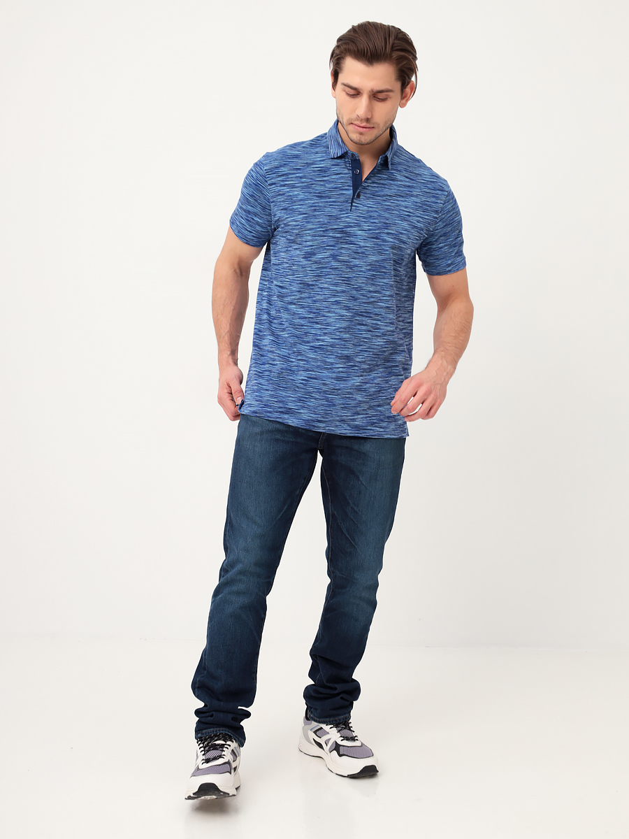 G144-KM1246-OR1046 (синий) Джемпер мужской с воротником поло короткий рукав