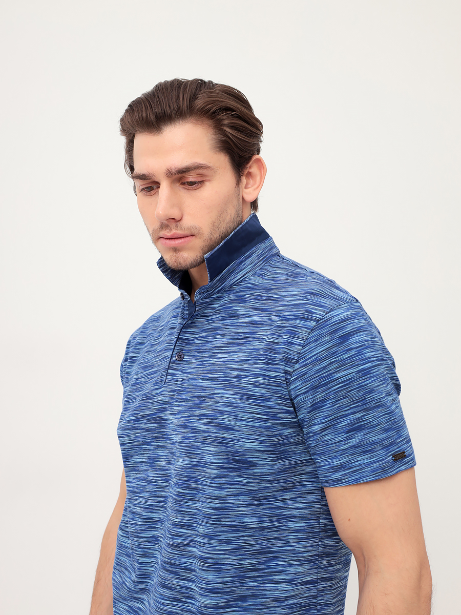 G144-KM1246-OR1046 (синий) Джемпер мужской с воротником поло короткий рукав