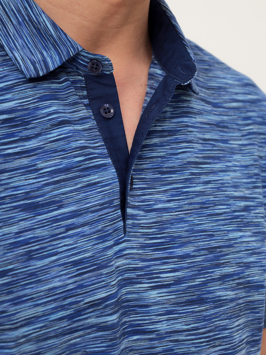 G144-KM1246-OR1046 (синий) Джемпер мужской с воротником поло короткий рукав