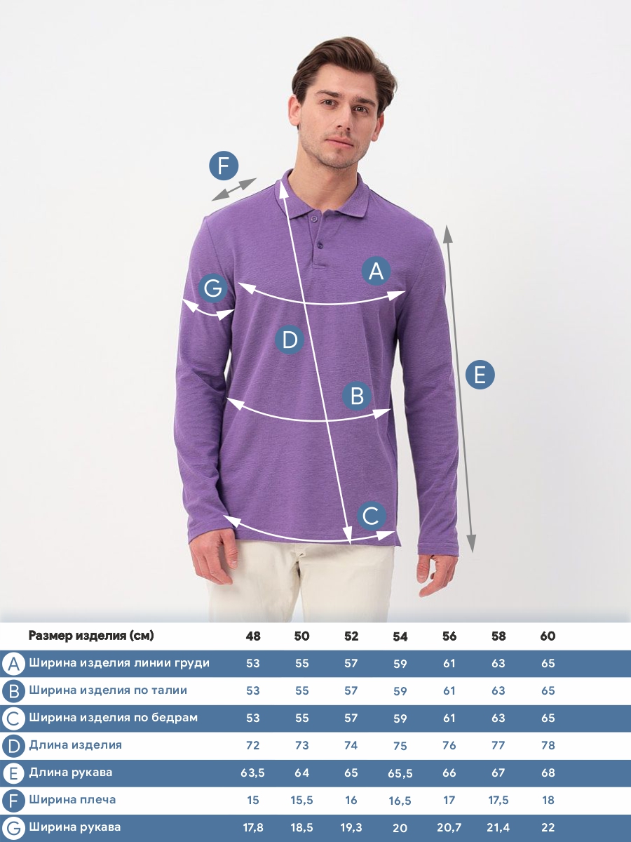 G155V-PH24-OZ7 (сиреневый) Джемпер мужской с воротником поло