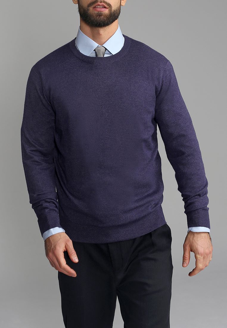 G121-DA20 т.фиолет меланж Джемпер мужской