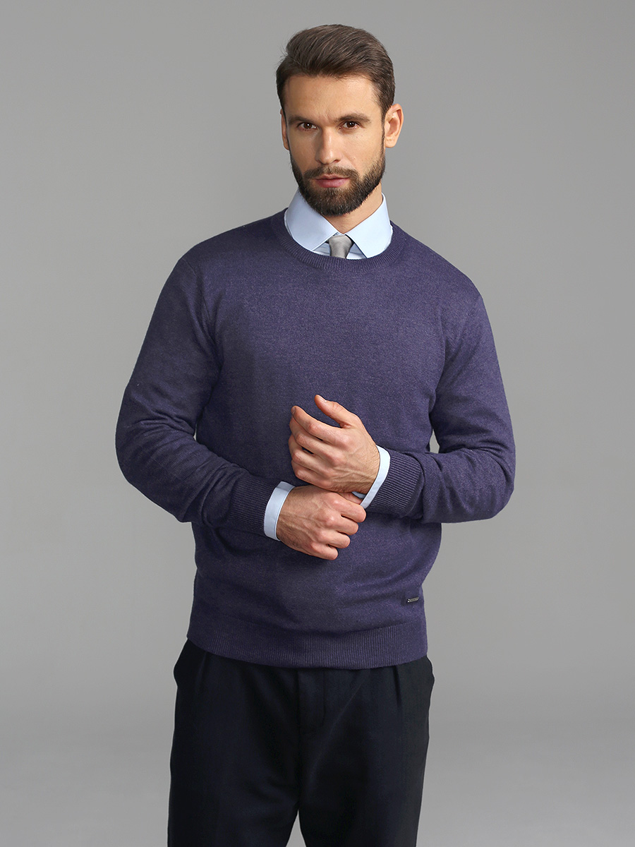 G121-DA20 т.фиолет меланж Джемпер мужской