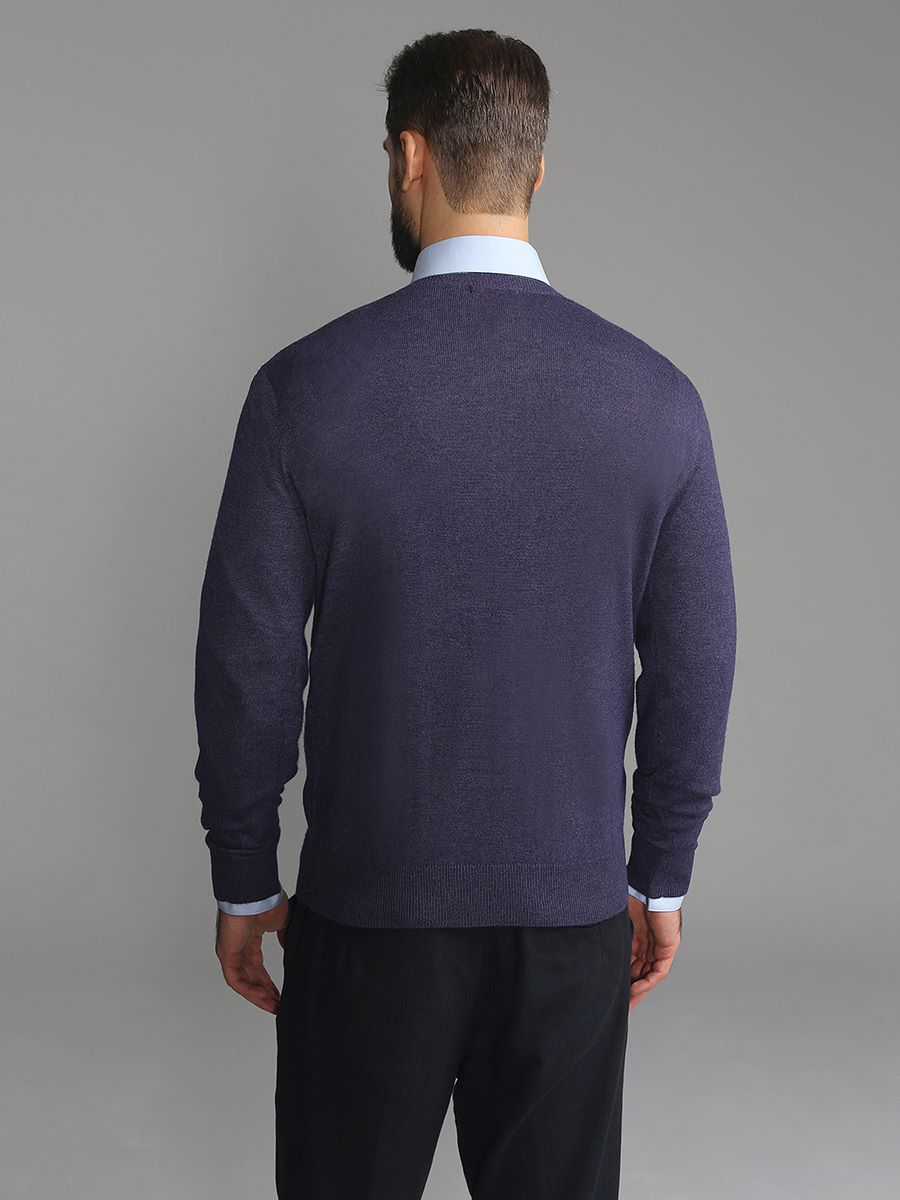 G121-DA20 т.фиолет меланж Джемпер мужской