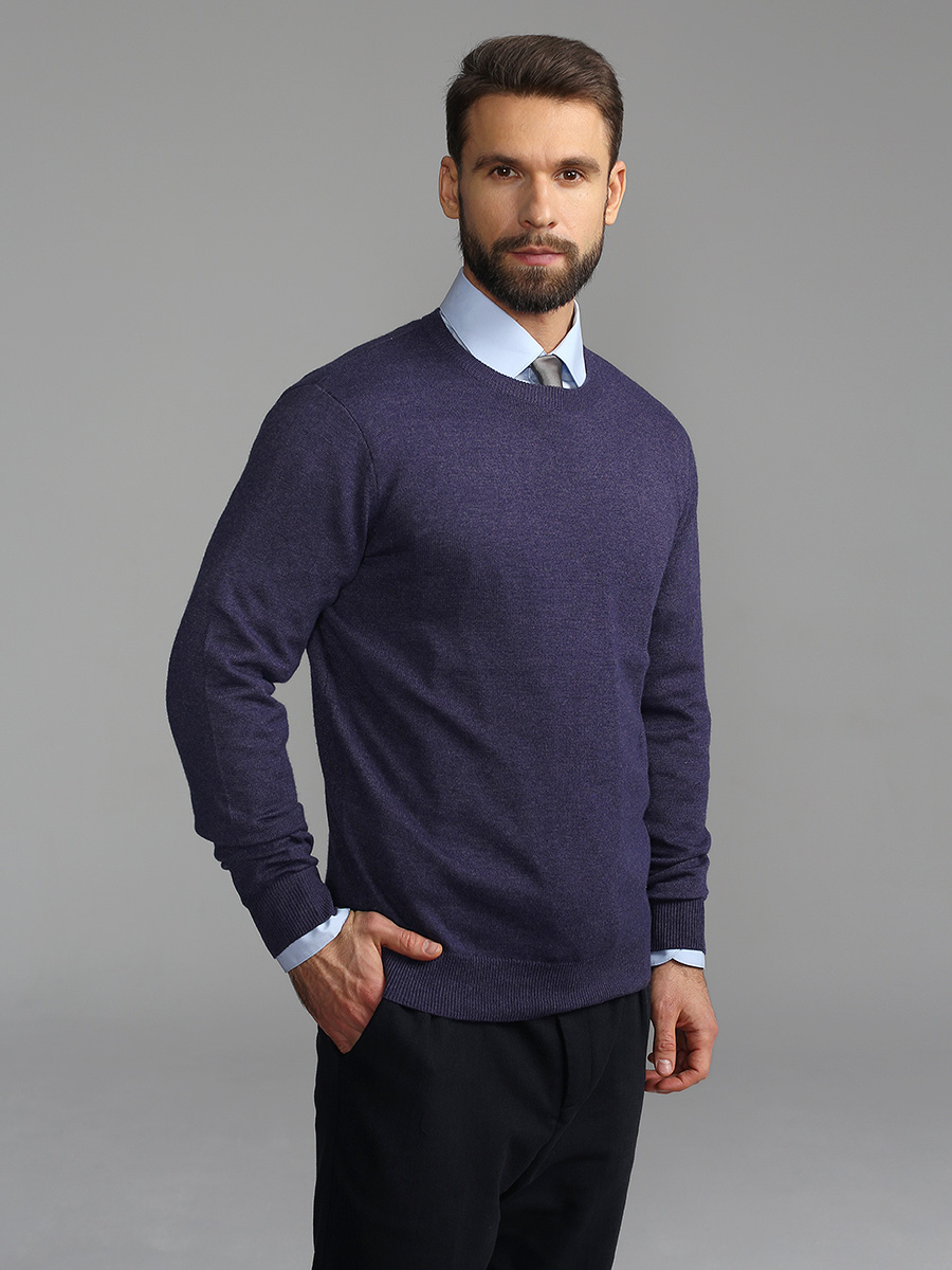 G121-DA20 т.фиолет меланж Джемпер мужской