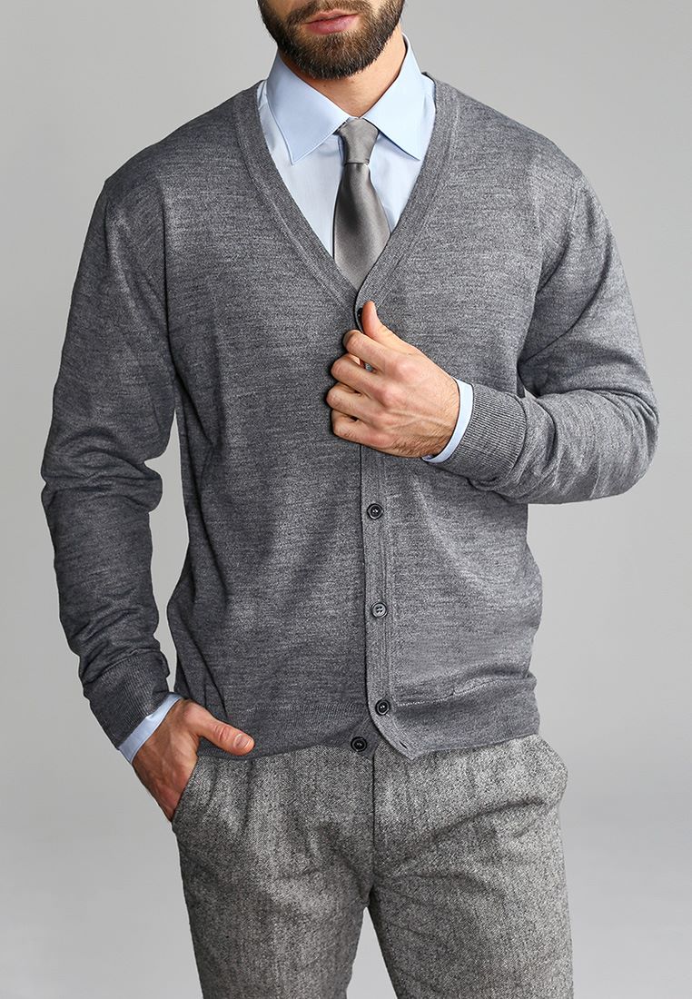 G135-EV (серый м.) Кардиган мужской