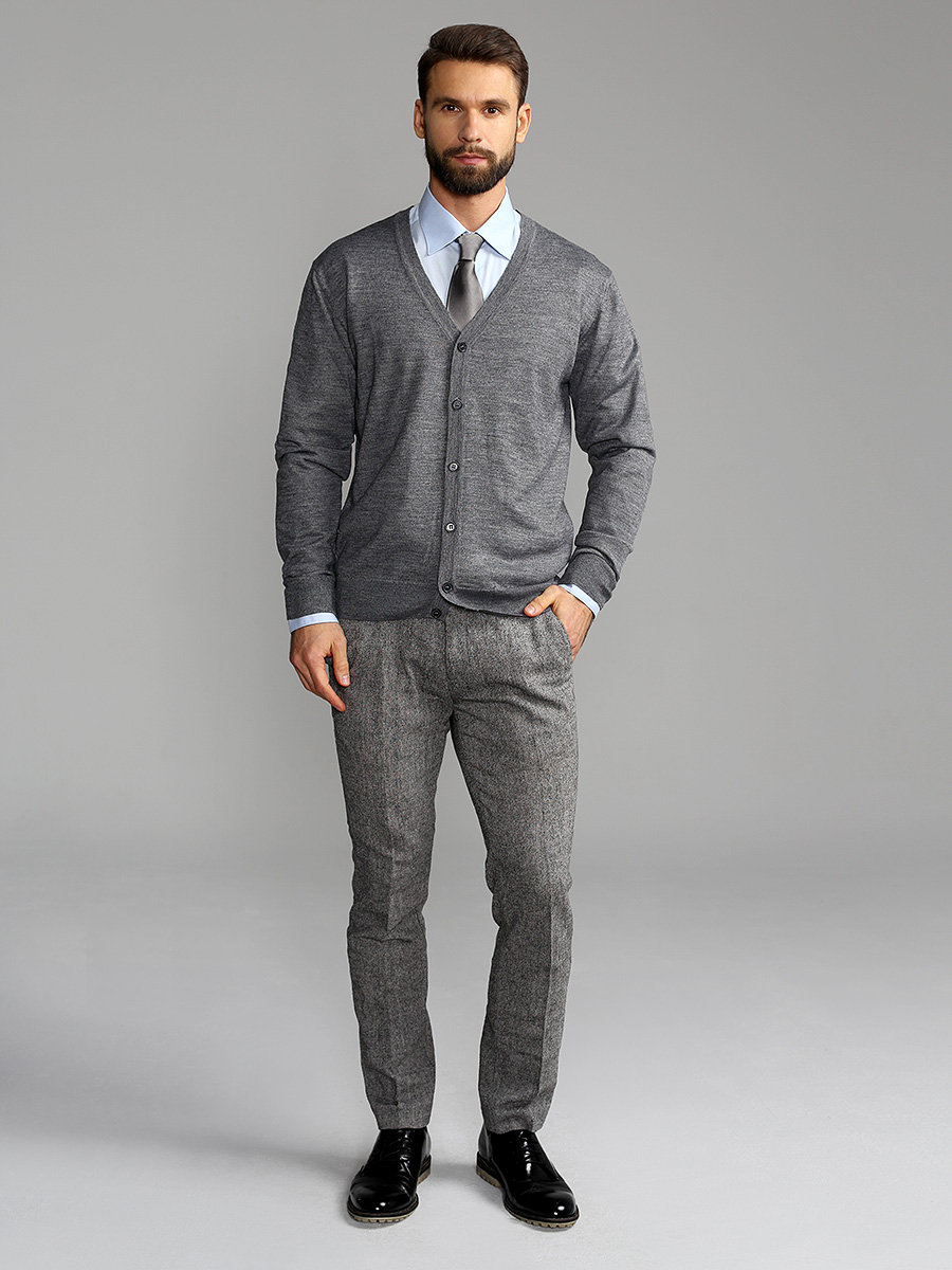 G135-EV (серый м.) Кардиган мужской