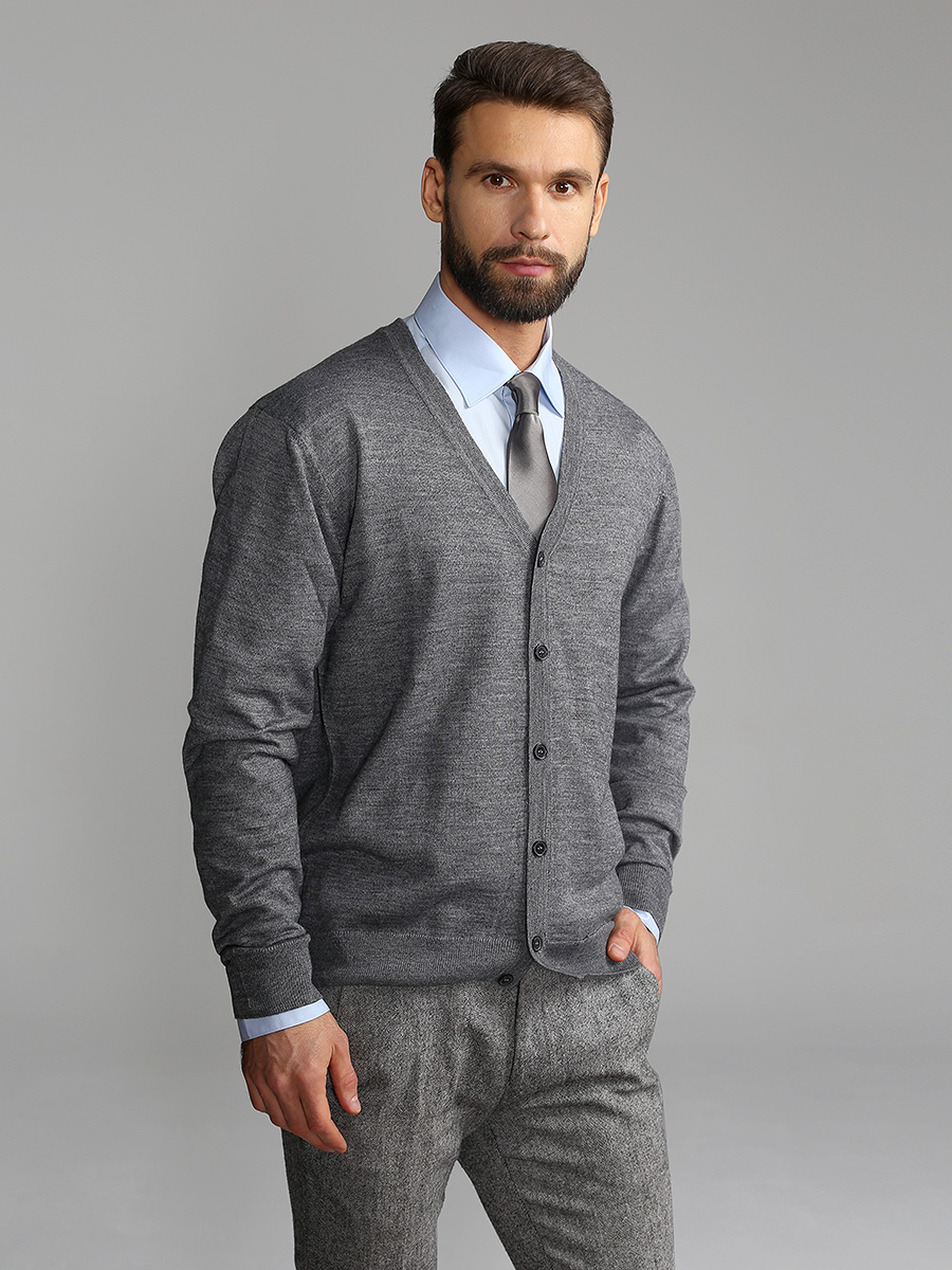 G135-EV (серый м.) Кардиган мужской