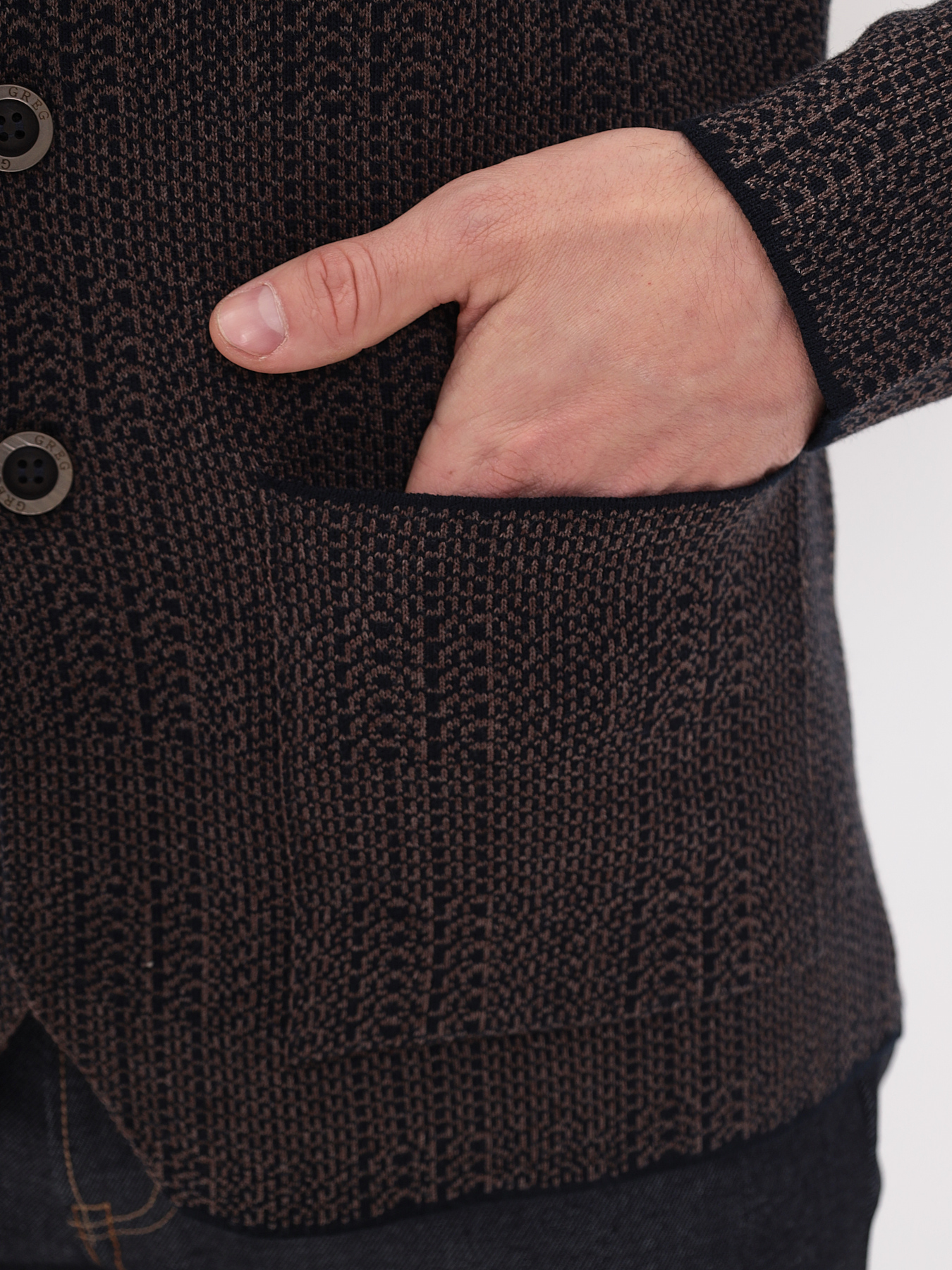 G136-KF-клетка (корич. 525/345) Кардиган мужской