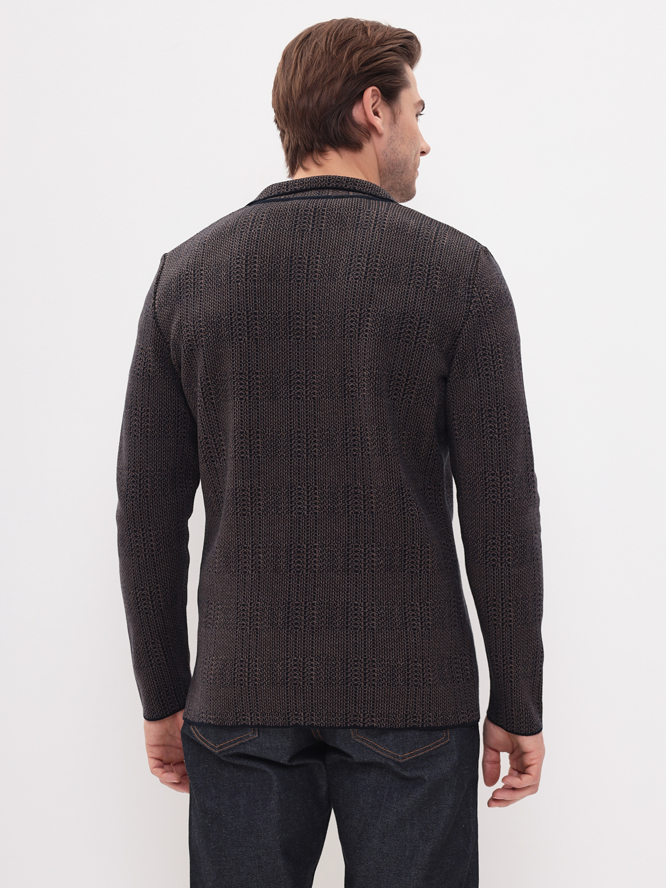 G136-KF-клетка (корич. 525/345) Кардиган мужской