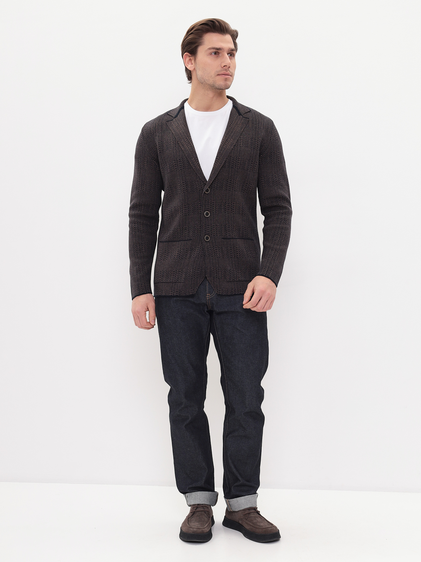 G136-KF-клетка (корич. 525/345) Кардиган мужской