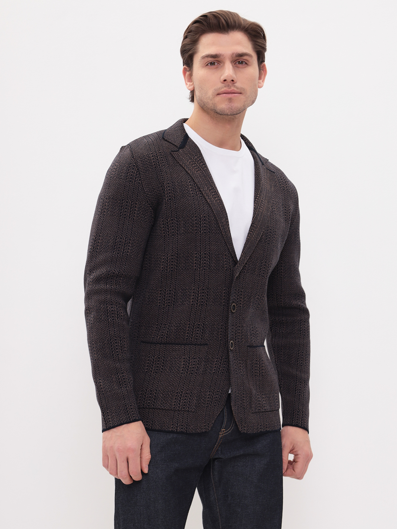 G136-KF-клетка (корич. 525/345) Кардиган мужской