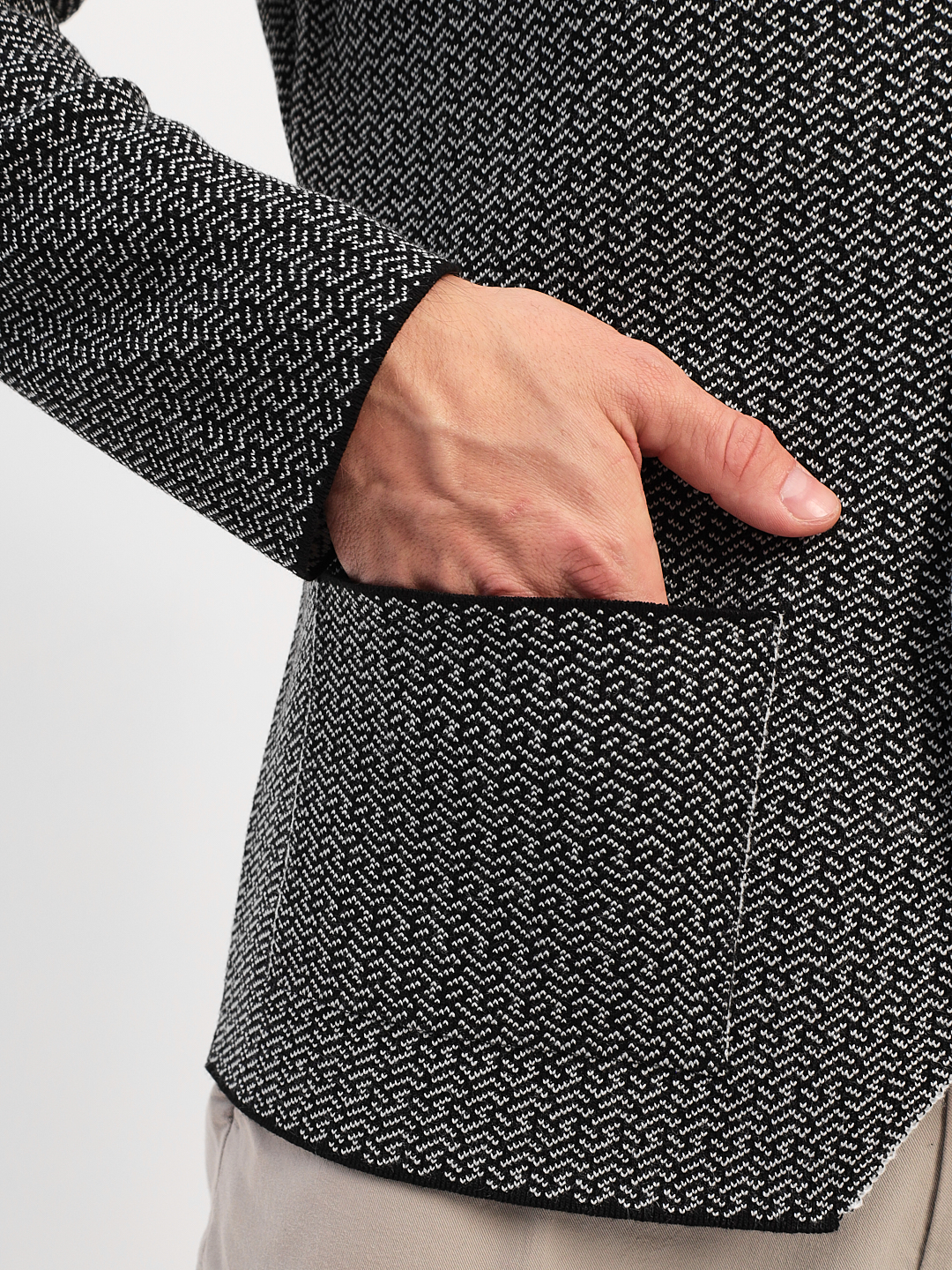 G136Z-KF-зигзаг (чёрн./белый) Кардиган мужской