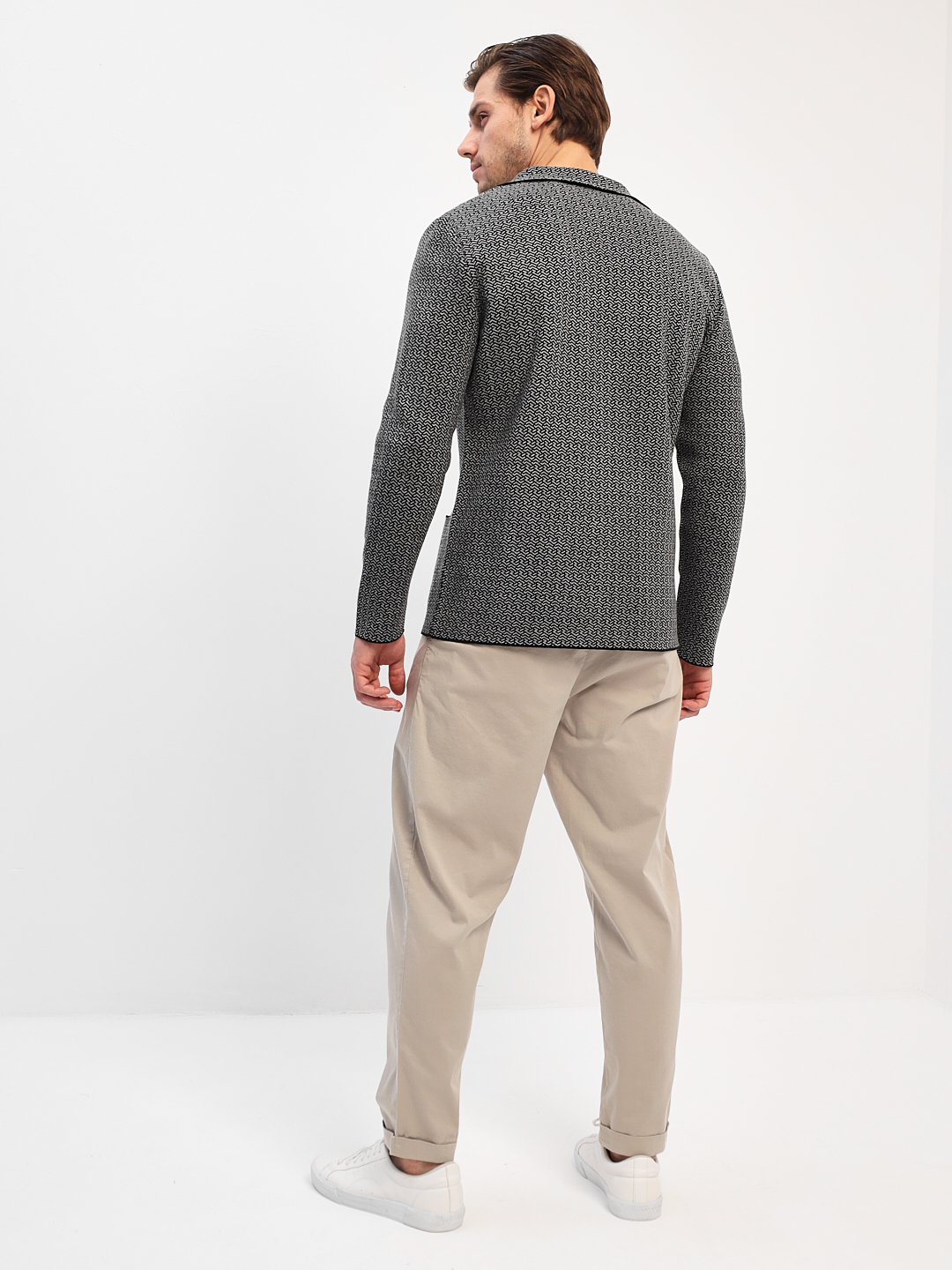 G136Z-KF-зигзаг (чёрн./белый) Кардиган мужской