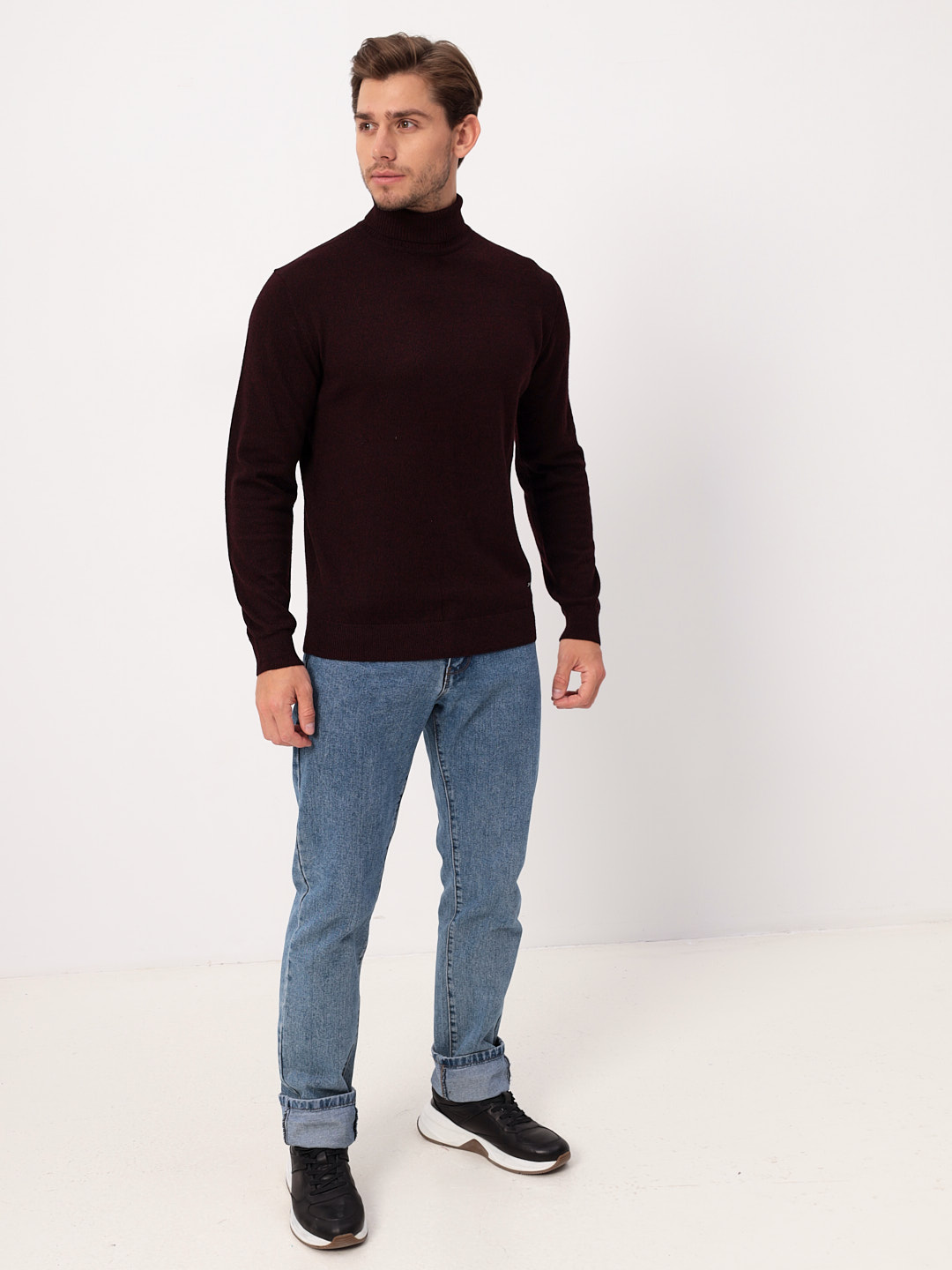 G123-DA49 бордо/черный Джемпер мужской