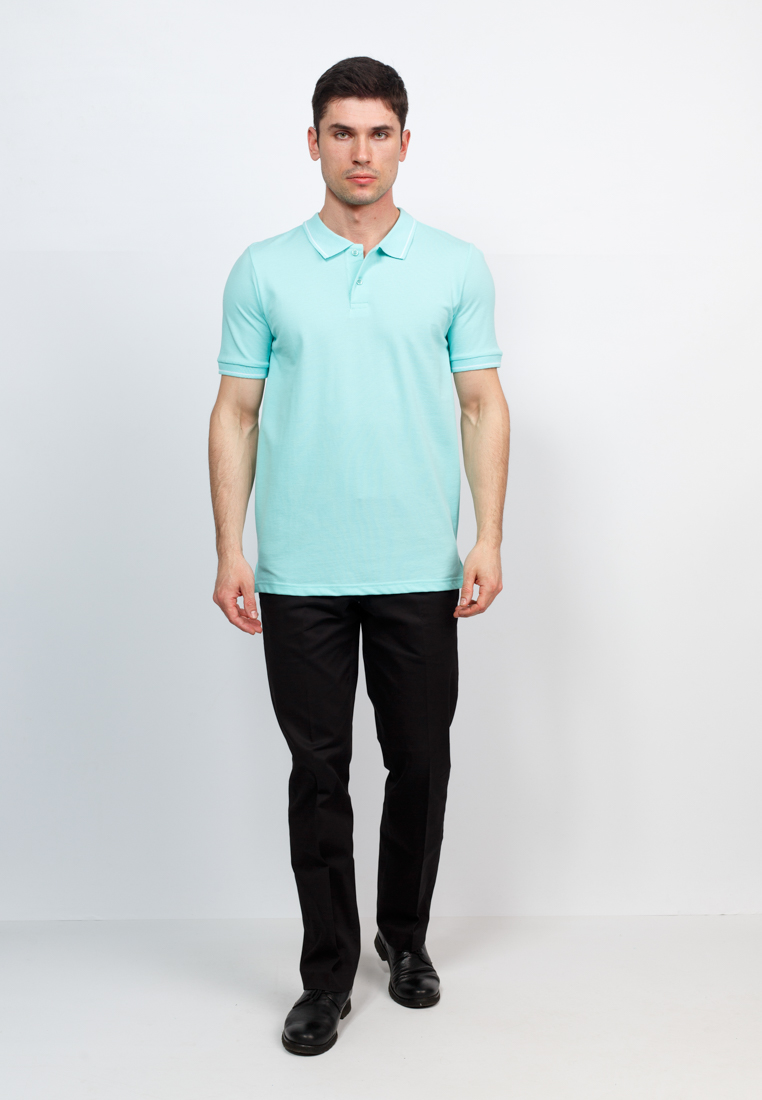 G134 (ментол) Джемпер мужской с воротником поло короткий рукав