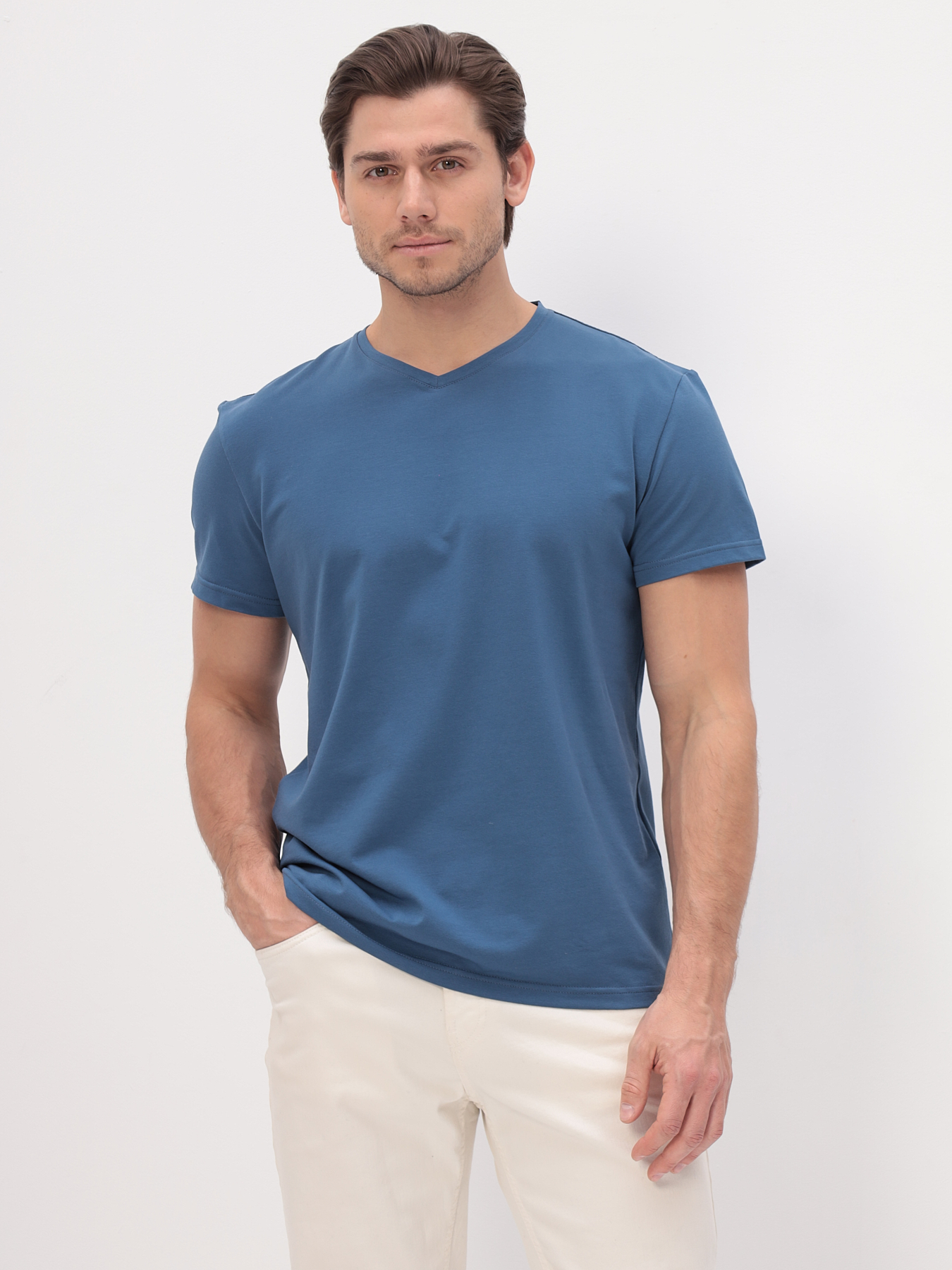 G146-KO-SA-S5121 (т.джинс) Футболка мужская короткий рукав