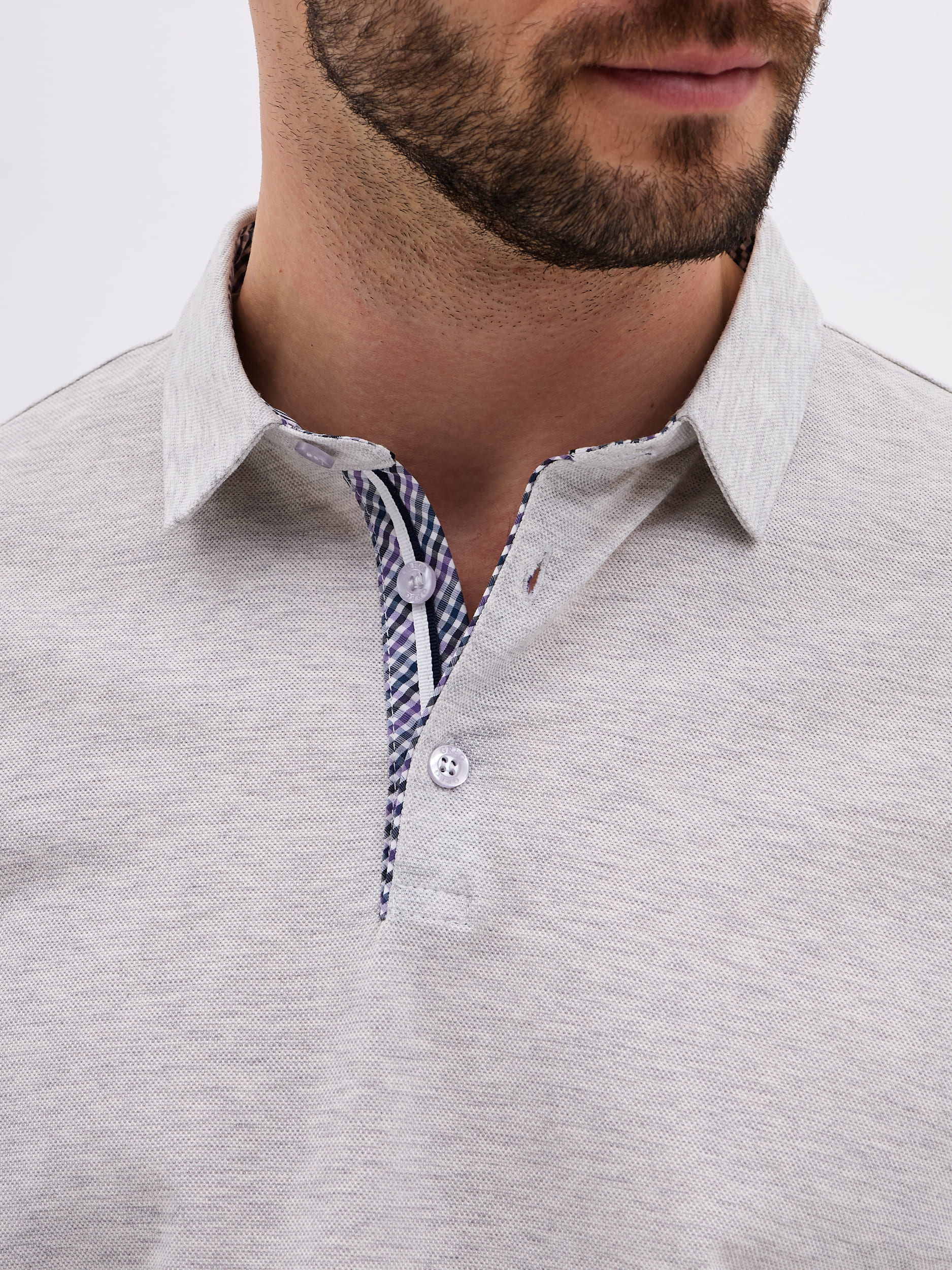 G144-PM124T-LT4403 (св.серый) Джемпер мужской с воротником поло короткий рукав