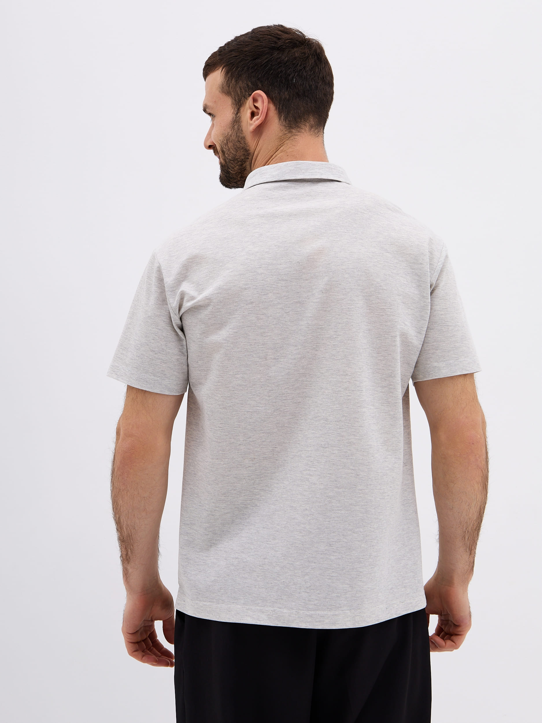 G144-PM124T-LT4403 (св.серый) Джемпер мужской с воротником поло короткий рукав