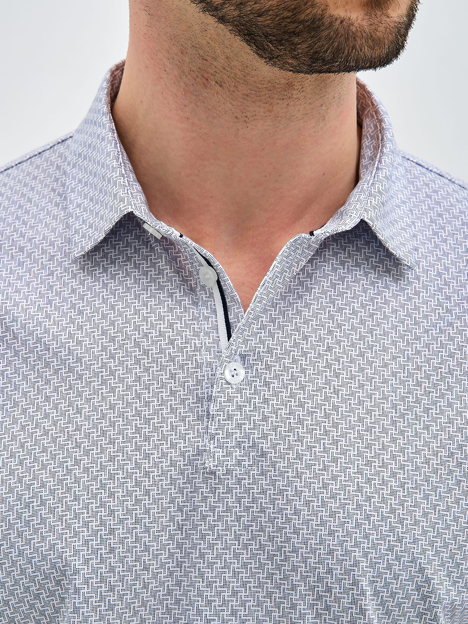 G144-TD124T-LT4625 (серый) Джемпер мужской с воротником поло короткий рукав