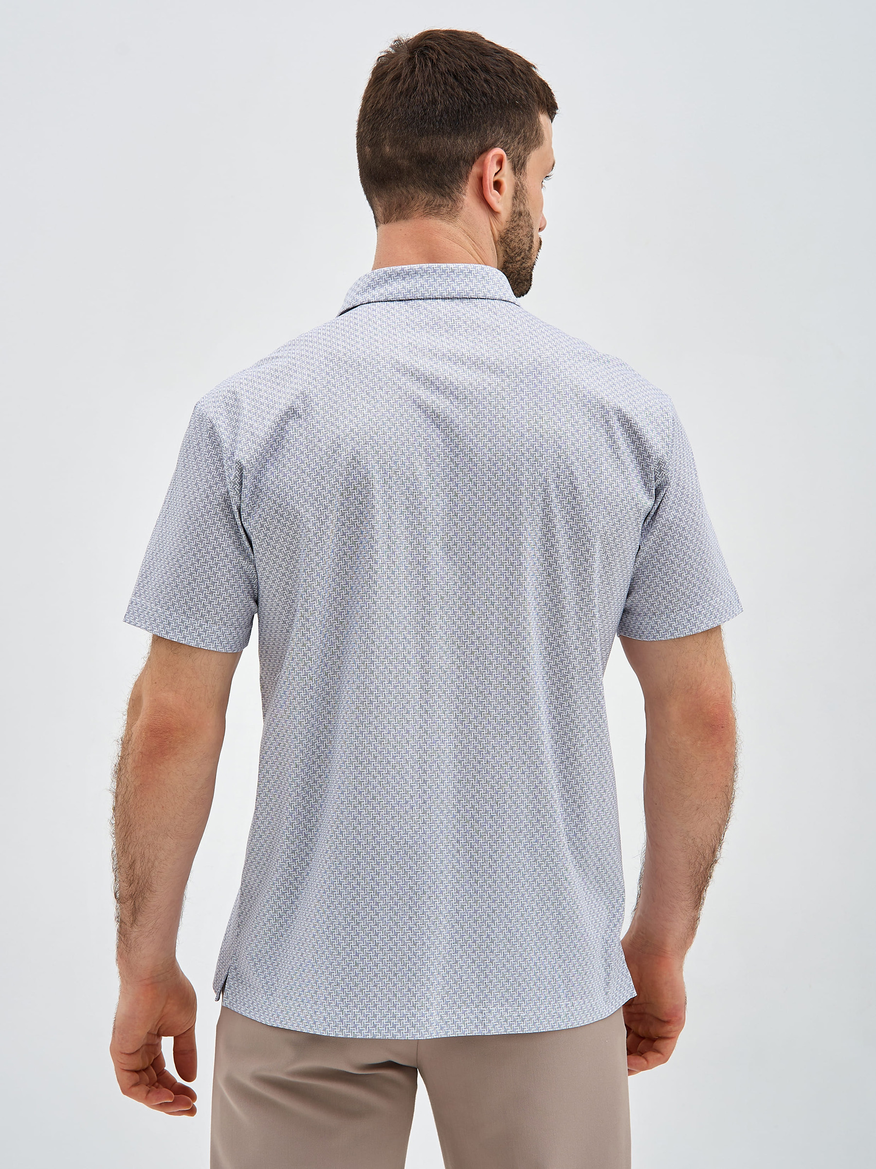 G144-TD124T-LT4625 (серый) Джемпер мужской с воротником поло короткий рукав