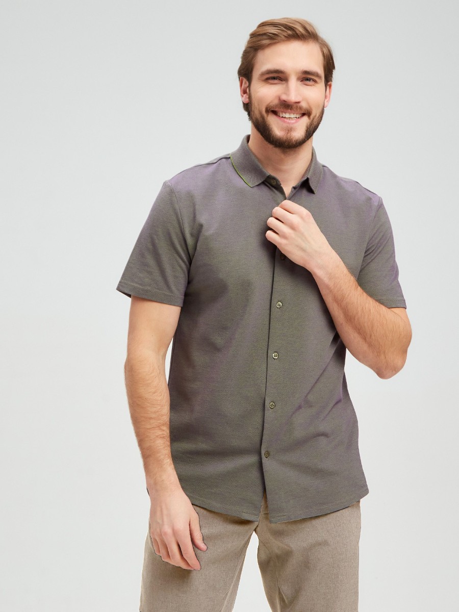 G143V-PH-OZ4 (зеленый) Батник мужской трикотажный короткий рукав