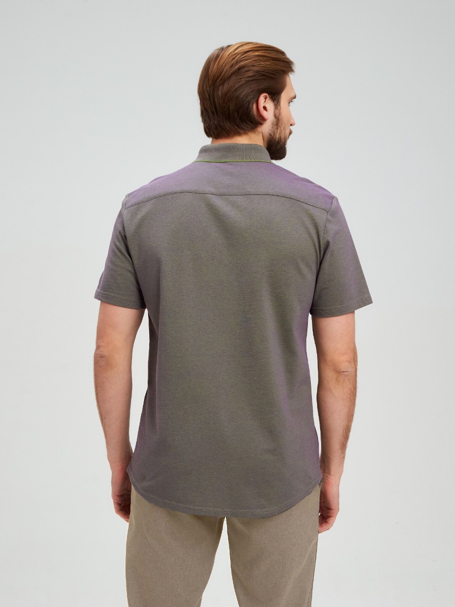 G143V-PH-OZ4 (зеленый) Батник мужской трикотажный короткий рукав