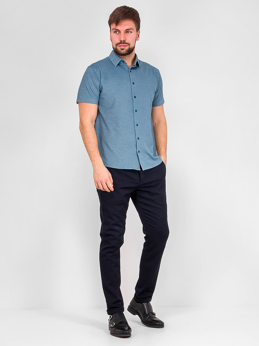 G143-RH03-14 (серо-зеленый) Батник мужской трикотажный короткий рукав