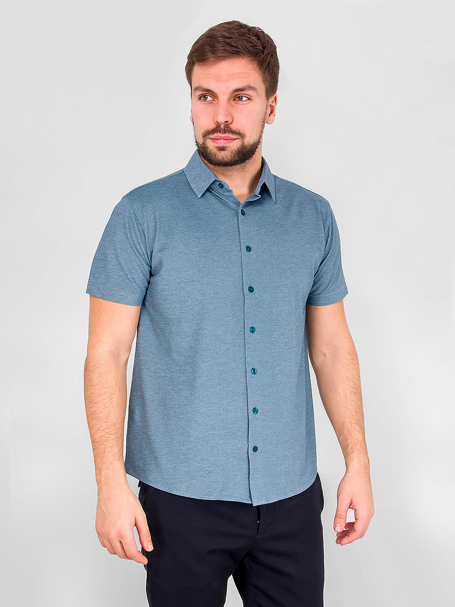 G143-RH03-14 (серо-зеленый) Батник мужской трикотажный короткий рукав