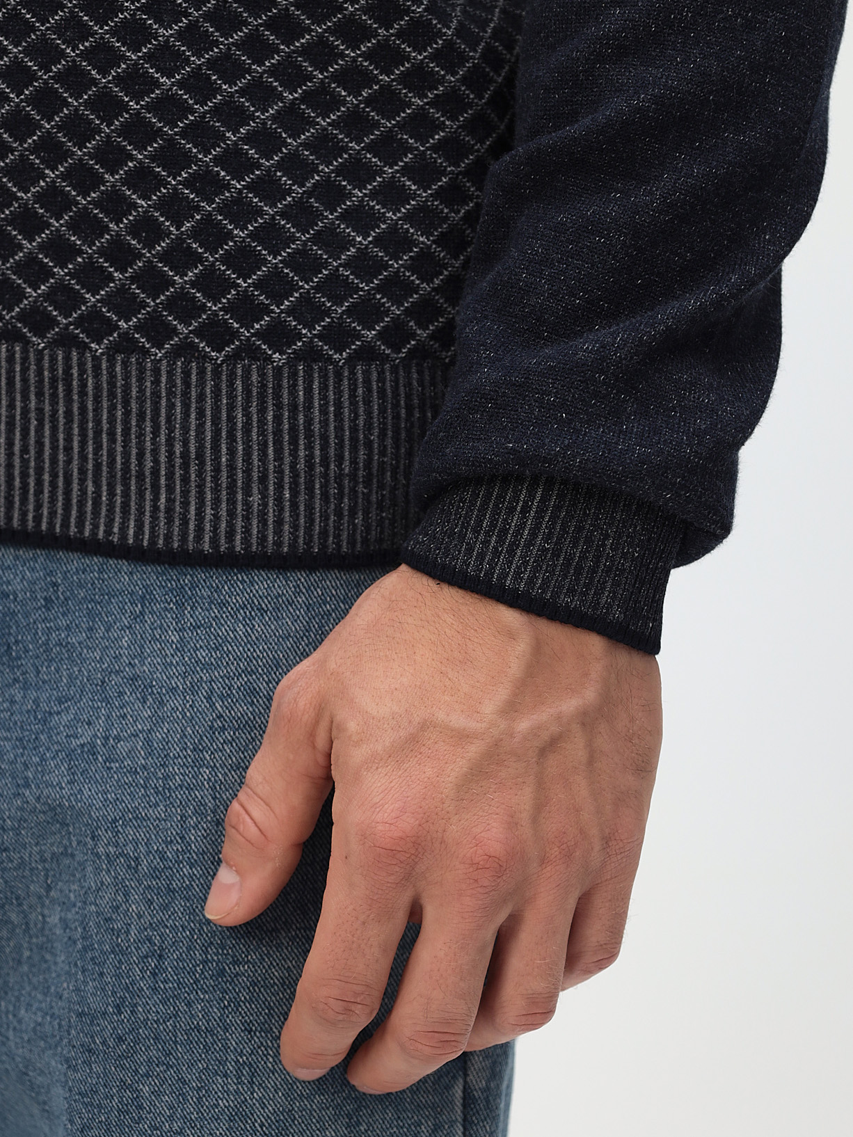 G139-14Р ромб (т.синий/серый) Кардиган мужской