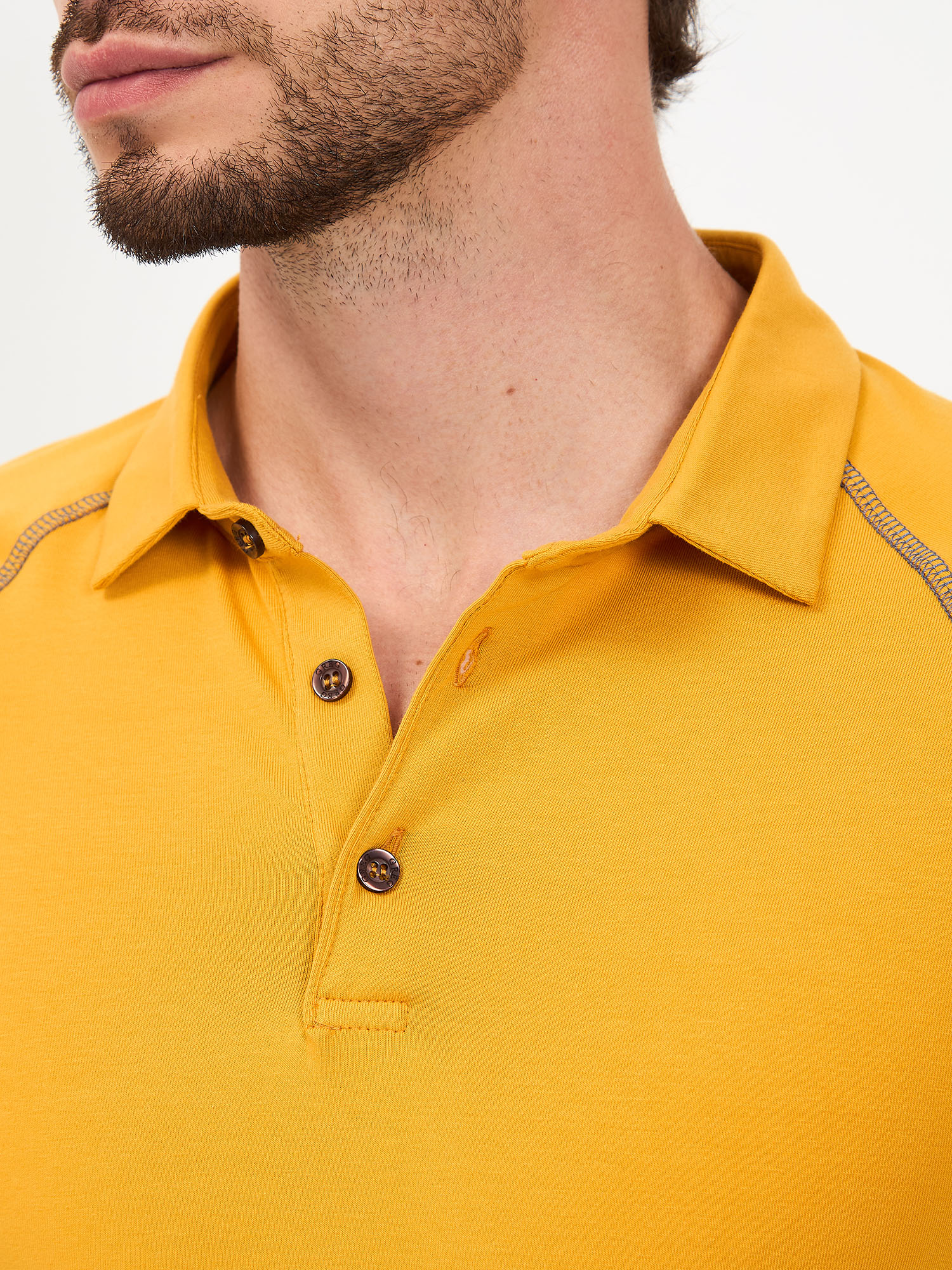 G152RZR-KO-SA5122-STR (т.желтый) Джемпер мужской с воротником поло короткий рукав