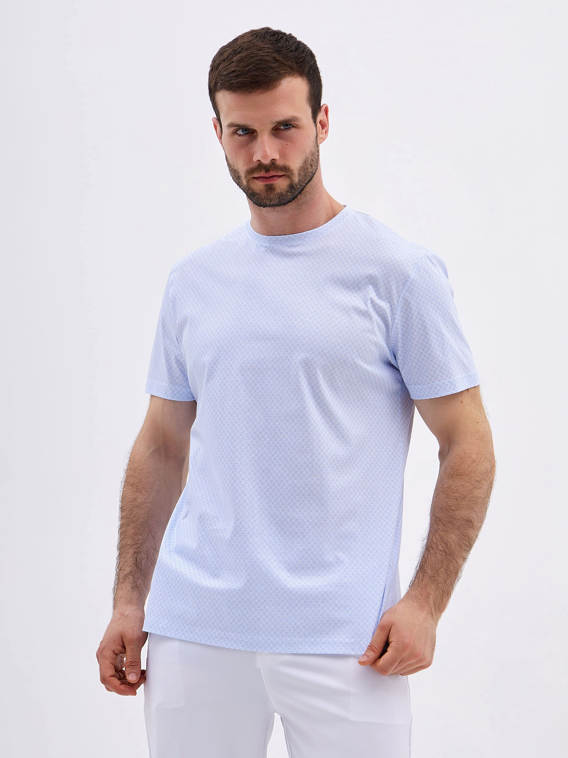 G145-TD4T-LT4624 (голубой) Футболка мужская короткий рукав