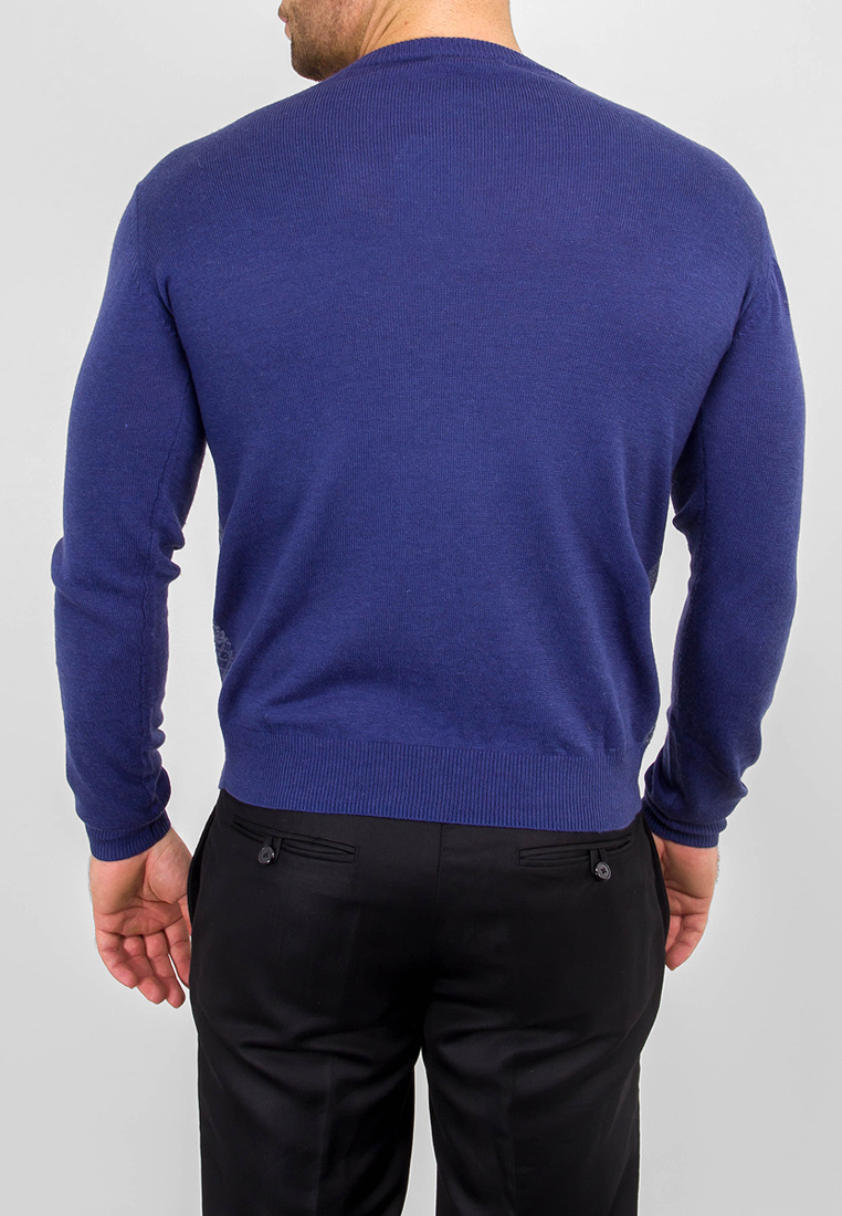 G121-12-микроромб (син./сер.) Джемпер мужской