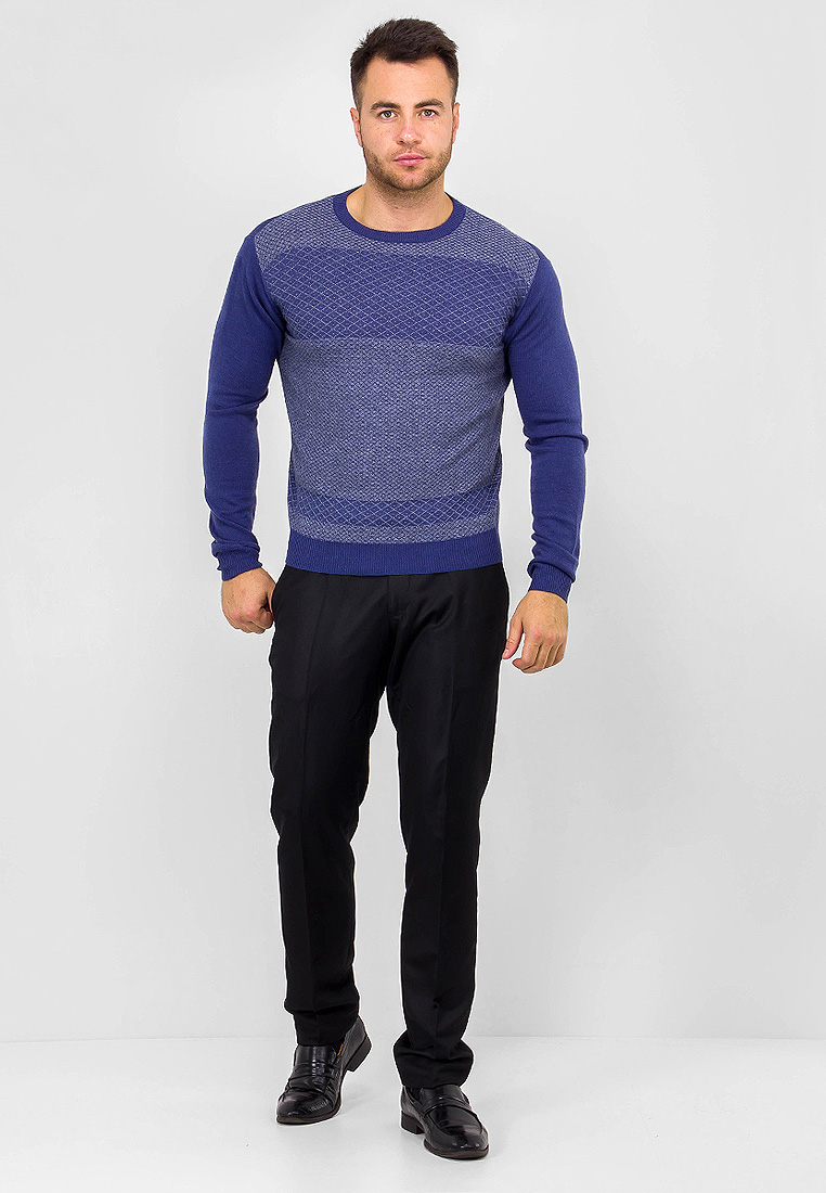 G121-12-микроромб (син./сер.) Джемпер мужской