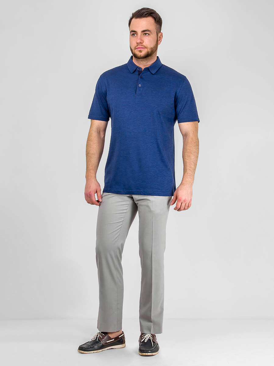 G144-TG9873-10 (синий) Джемпер мужской с воротником поло короткий рукав