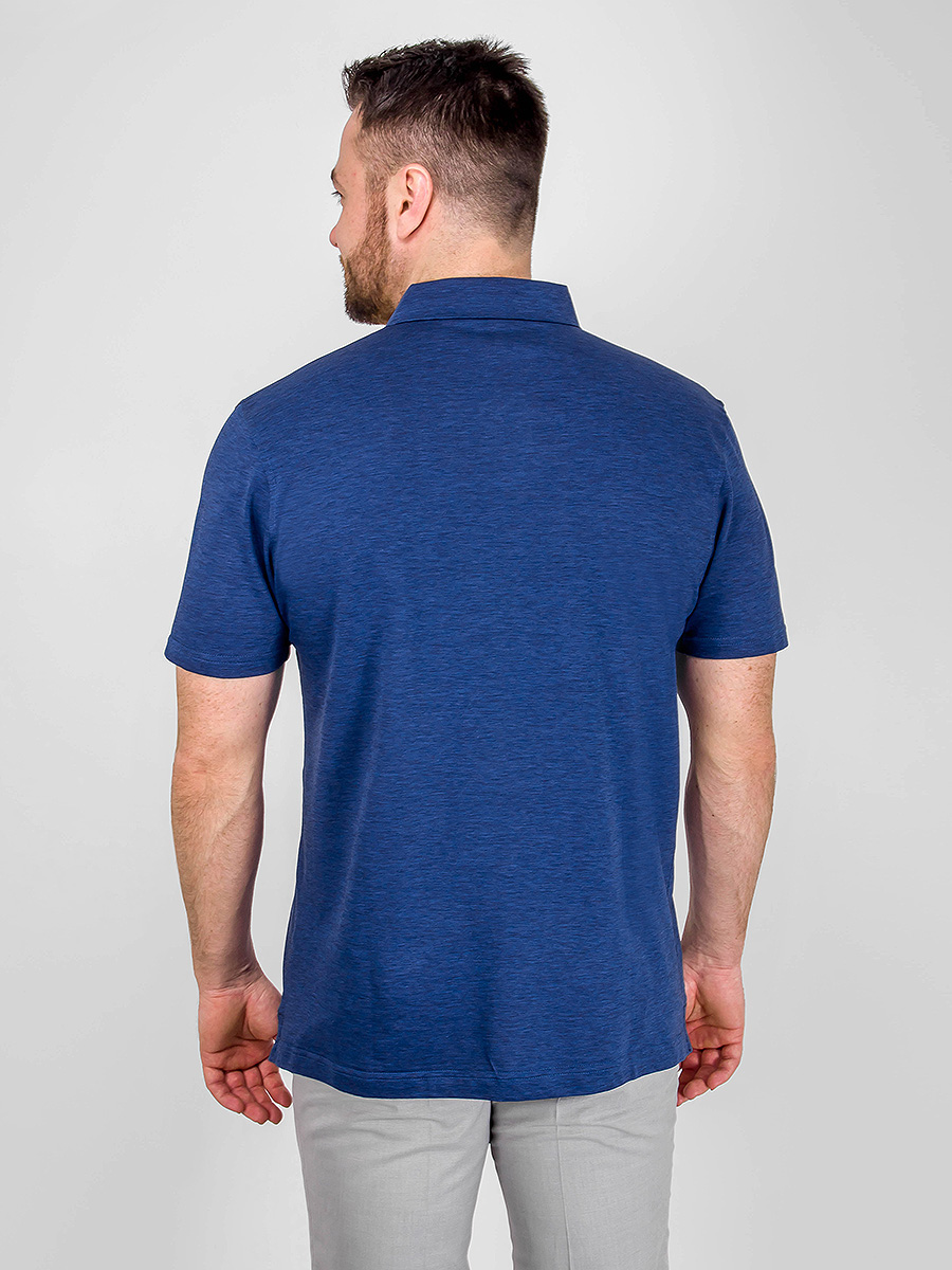 G144-TG9873-10 (синий) Джемпер мужской с воротником поло короткий рукав